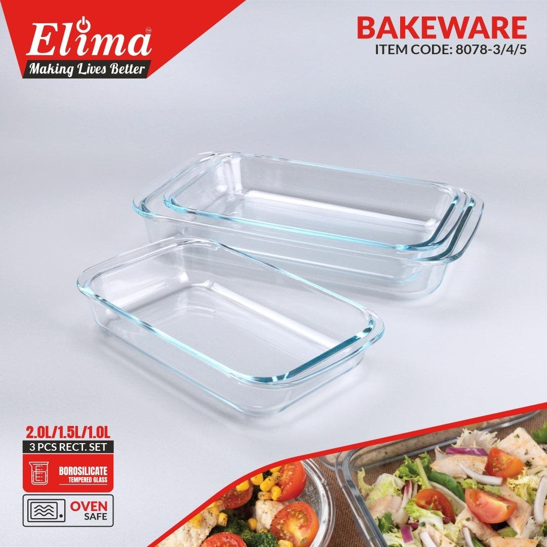 Oven Proof Glass Serving Dish – Transparent 3 Pcs