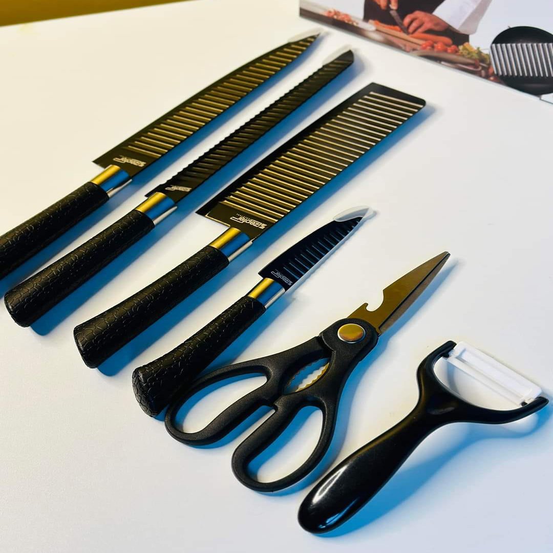 Stainless Steel Kitchen Zepter (Black) -6 Pcs Set