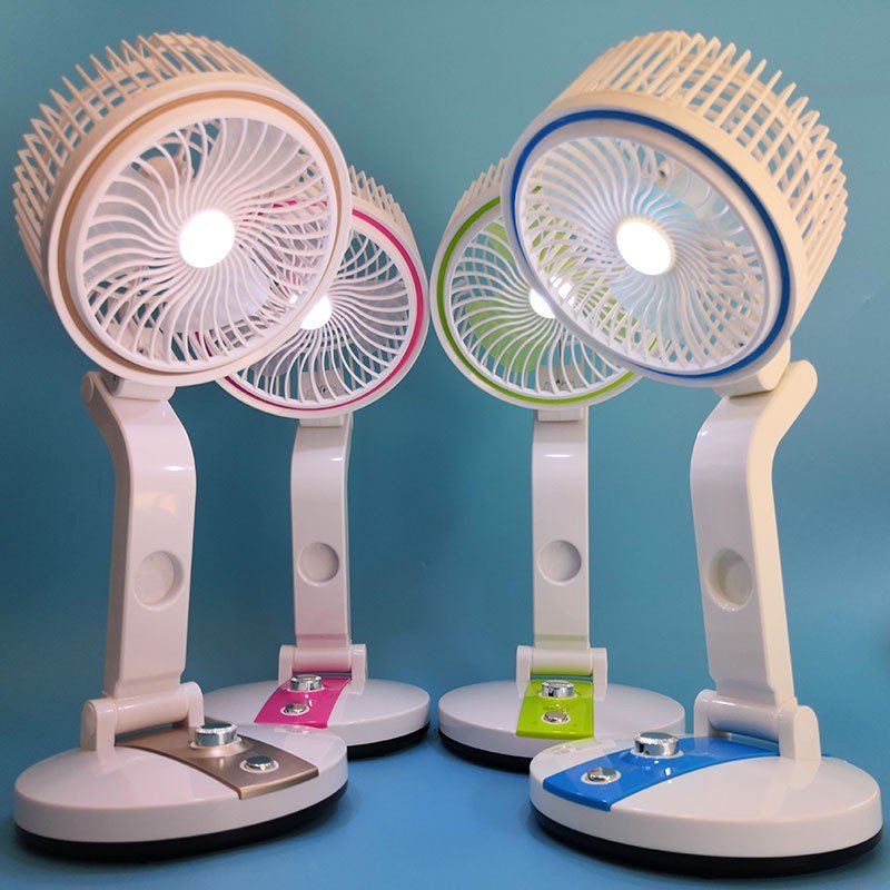 New Rechargeable Folding Table Fan with Led Light