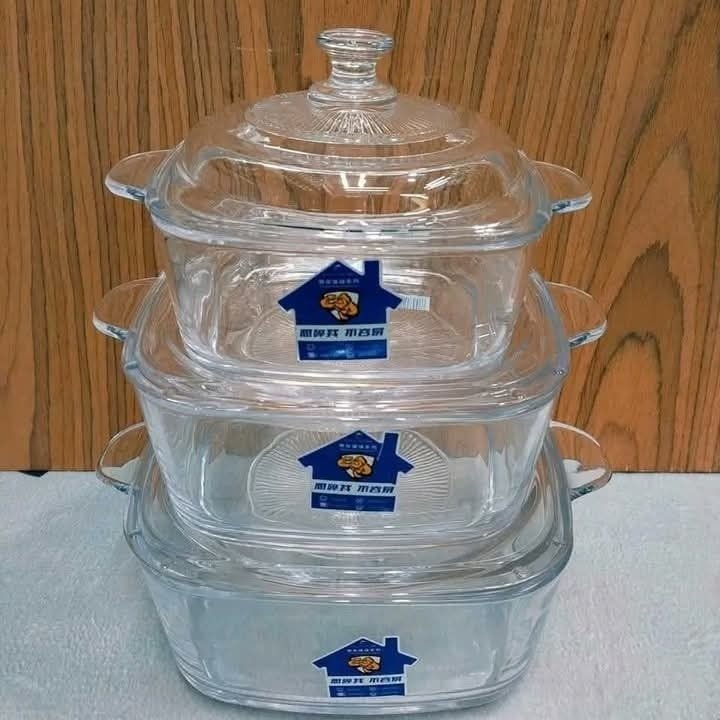 3pcs Pougine Square Serving dish with lid 00999