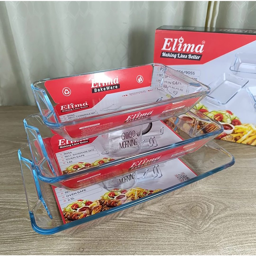 3pcs Rectangular Serving Dish Two Handle 9057