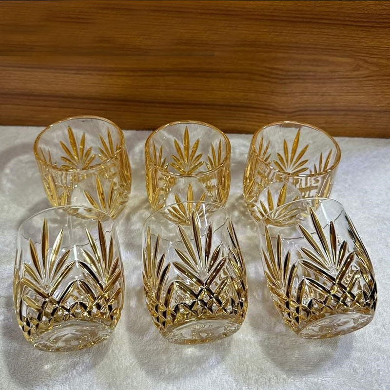 6 Pcs Golden Rim Water Juice Glass