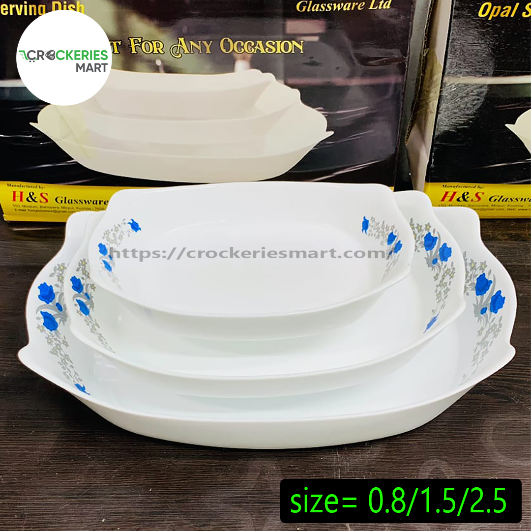 3pc Square Shape Opal Glass Pyrex Serving Dish