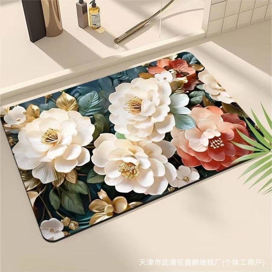 Aesthetic Flower Bath Mat