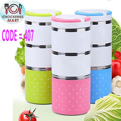 3-Layer Hot Pot Lunch Box - Green & White - Convenient And Stylish Lunch Box For On-The-Go Meals