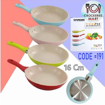 Non Stick Forged Frying Pan 16CM Marble Stone Coating and Silicone handle 4 different color